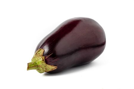 Whole and purple eggplants isolated on white backgroundの写真素材