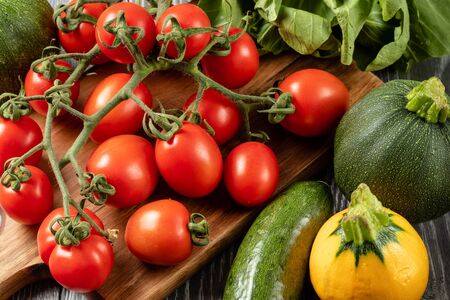 Healthy Organic Vegetables on the Wooden Backgroundの写真素材