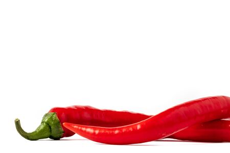 red hot chili peppers isolated on white background. Set or collectionの写真素材