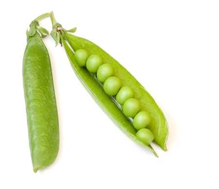 Green peas on white backgroundの写真素材