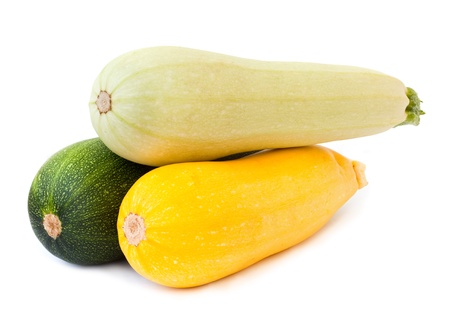 colorful vegetable marrow isolated on whiteの写真素材