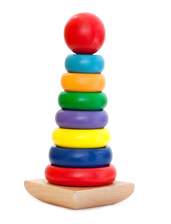 Learning child wood color  pyramid toyの写真素材