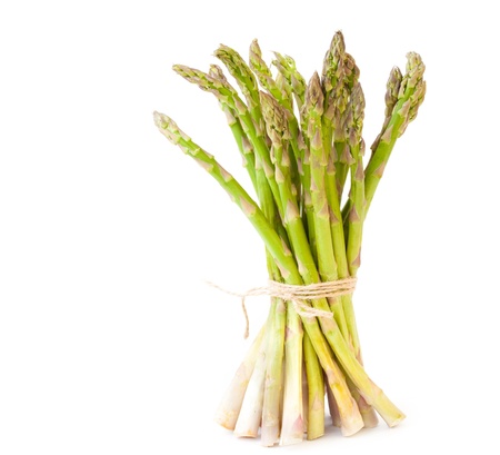 Green Asparagus vegetable isolated on whiteの写真素材
