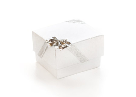 silver gift box isolated on white background
