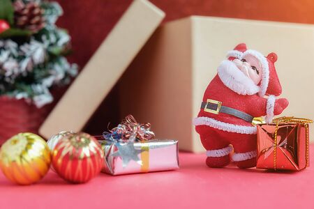 Christmas decorations with red background.close up and selective focus.

の写真素材