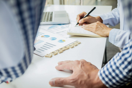 Business concept. Crossword to complete the mission (selective focus)の写真素材
