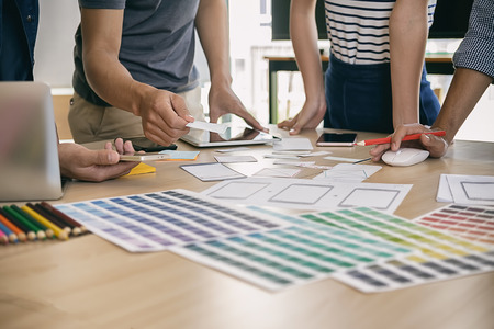 Designer drawing Web template layout development responsive branding Conceptの写真素材