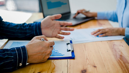 Business confident handshake and business people after discussing , success  concept