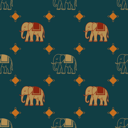 Seamless pattern with elephants. Vector illustration. Textile rapport.の写真素材