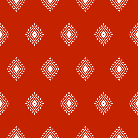 Seamless vector ornament. Modern geometric pattern with repeating elements. Red and white ornamentの写真素材