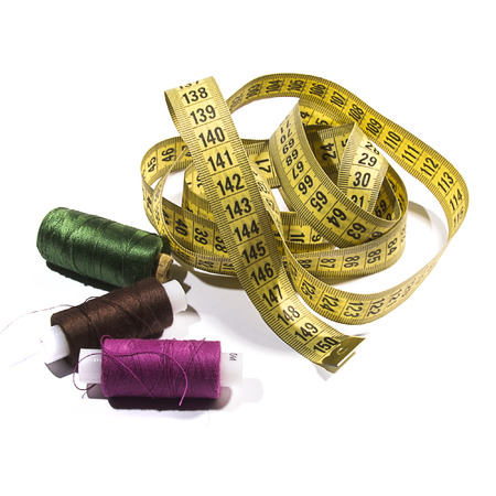 centimeter, scissors, threadsの写真素材