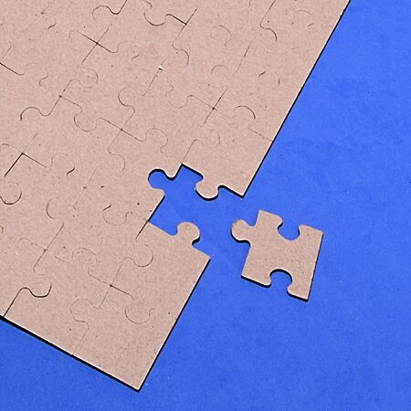 puzzles on a blue backgroundの写真素材