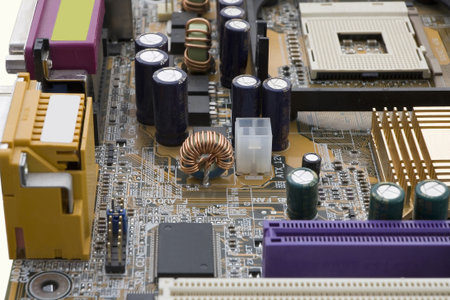 Macro of printed circuit board - computer motherboard