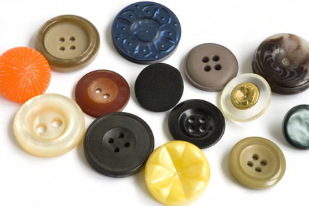 collection of the different buttons for clothes isolated on white