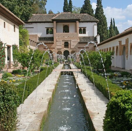 Kinds of the Arabian palace of Algambra in Granada, Spainの写真素材