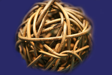 Decorative sphere from dry branches of a willowの写真素材