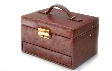 Closed jewel box from a skin of brown colourの写真素材