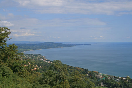 Landscape of Black sea near to New Athos, Abkhaziaの写真素材