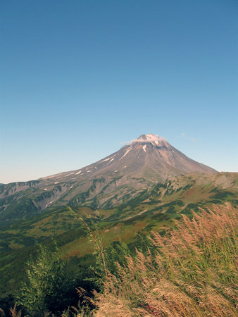 Landscape of volcanic mountains of Kamchatka