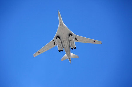 Strategic bomber-rocket carrier TU160 in air