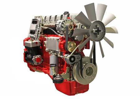 Close up shot of turbo charged diesel engine