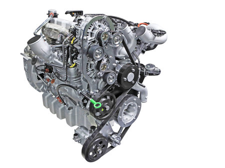 Close up shot of turbo  diesel engine 