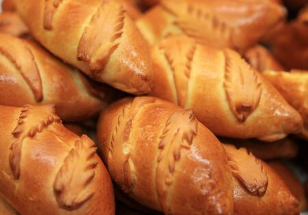 Pies with a sweet stuffing close upの写真素材