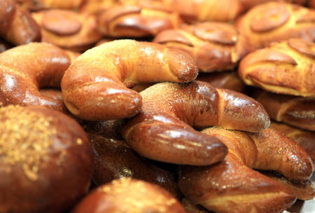 Attractive rolled batch background close up