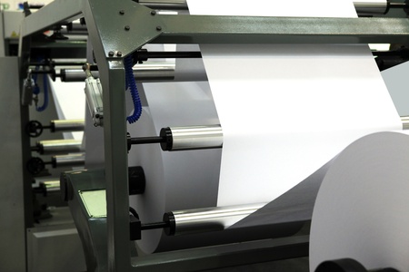  offset print machine for newspaper production from big rolls of paper.のeditorial素材