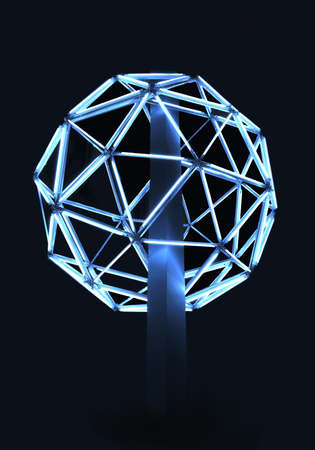 The street fixture from luminescent lamps on a concrete columnのeditorial素材