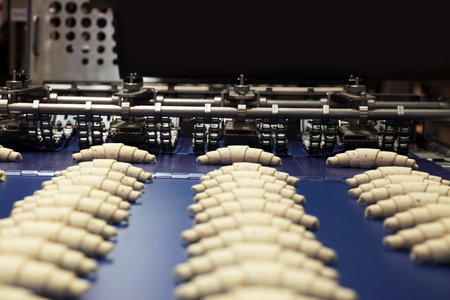 production cookie in factory on the automatic transfer technological line