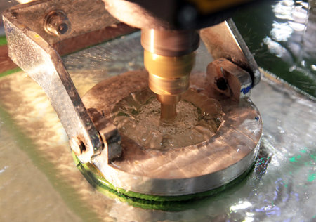 the machine for glass drilling under a sheet of water