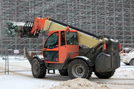 Loader with Telescopic Forks on the Construction siteのeditorial素材
