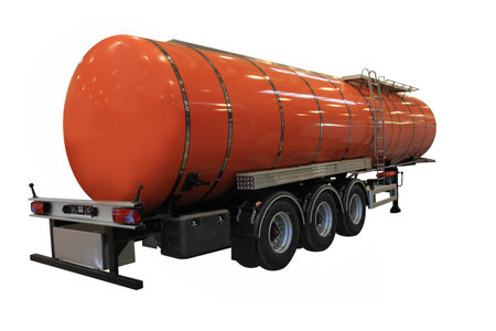 A Big Orange Fuel Tanker Isolated on White