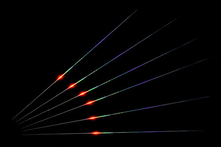 Laser beams cross the glass obstacle