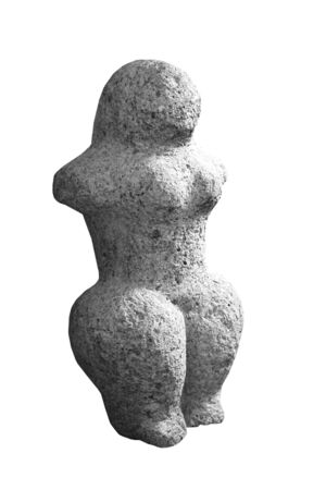 Scythian woman statue of limestone isolated on whiteの写真素材