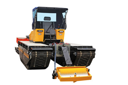 The tractor with the equipment for oil spill response