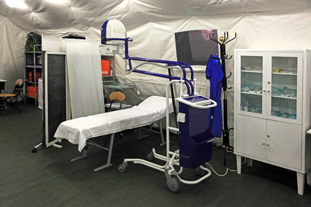 x-ray study in a field hospital in a tentのeditorial素材