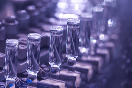 production of medicines in ampoules on automatic linesの写真素材