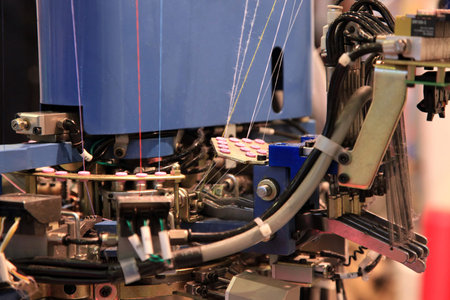 Machine for knitting socks at the textile factory