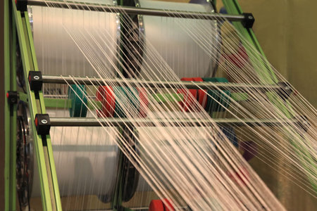 yarn warping machine in a textile weaving factory