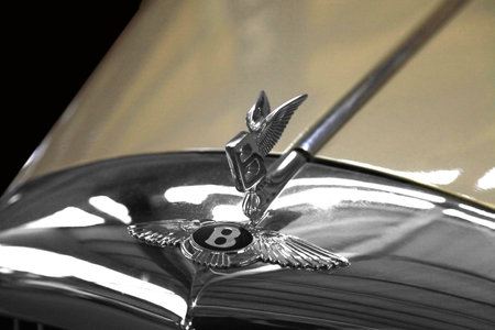Logo Bentley S1 Continental 1955 year - the exposure of the Moscow museum of retro cars - March 2016