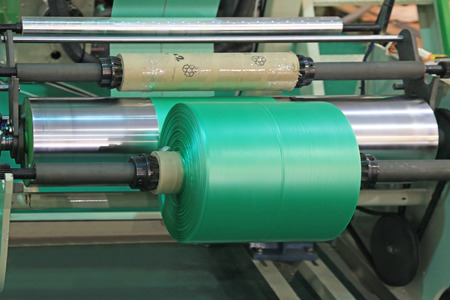 Extruder of polyethylene for process production of plastic bagsの写真素材