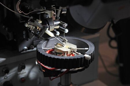 soldering iron tips of robotic system for automatic point of chip welding at factoryの写真素材
