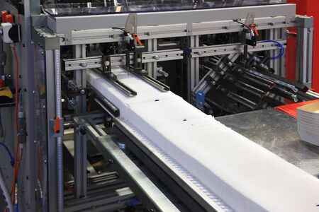 Part of printing machine for cutting cardboard in printing. Box  production.の写真素材