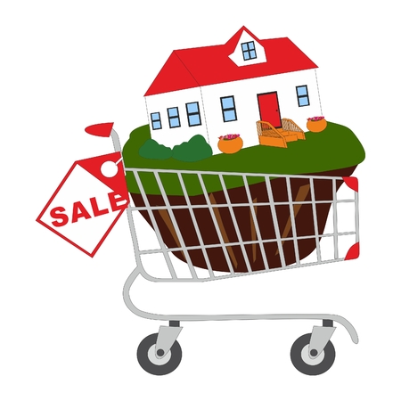 The cart with the houseのイラスト素材