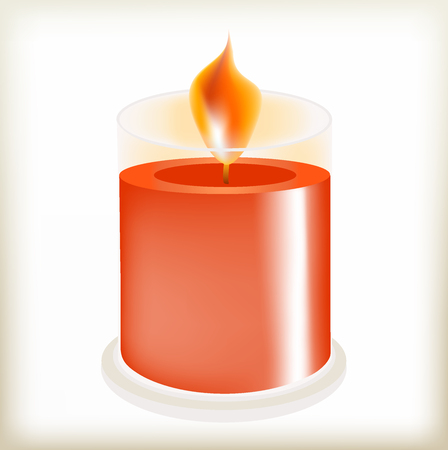the candle in a glass, naked flame, a light source, light for an aromatherapy, the burning candle, red wax, a round glass, the illuminant, transparent glass, bright light, the burning match, the flaring object, to light a flame .のイラスト素材