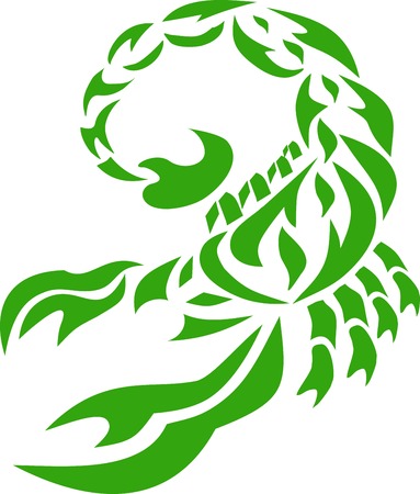 scorpion an illustration, an animal a tattoo, an animal of the desert, an insect a poisonous, dangerous sting, the bent tail, a headdress on a body, a design elementのイラスト素材