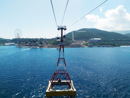 Cable car to Winperl, car ride over the water,の写真素材