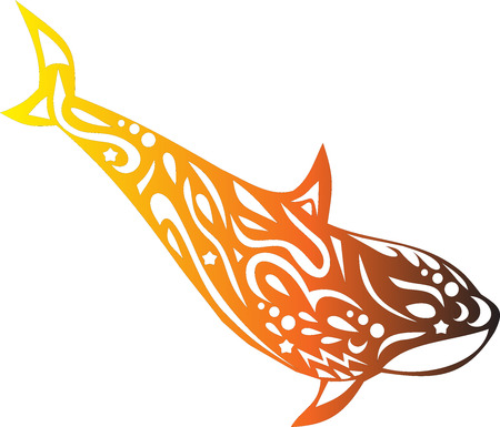 Killer whale with a fishのイラスト素材